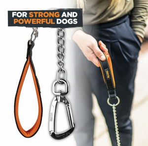 The chain dog leash is made of stainless steel links for powerful dogs