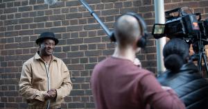 Noel Robinson speaking to camera for the Graham Kendrick documentary