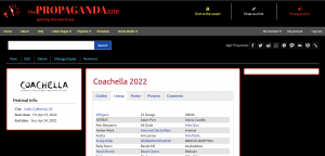 The Propaganda Site Coachella Page Lineup Screenshot