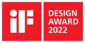 iF DESIGN AWARD 2022 logo in red and white