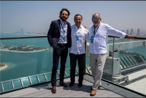 Pepe de la Cajiga in a balcony joined by 2 people in Dubai