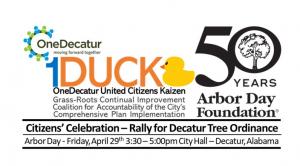 Event Infographic - Citizens’ Celebration – Rally for Decatur Tree Ordinance Arbor Day - Friday, April 29th 3:30 – 5:00pm City Hall – Decatur, Alabama