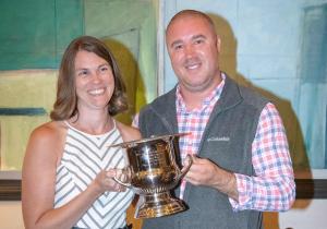Jason and Laura Lavallee of Wisdom Oak Winery accept the Monticello Cup 2022 Trophy, image by Wine & Country Life