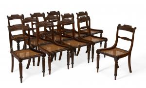 Set of twelve William IV mahogany dining chairs, second quarter 19th century (est. $4,000-$6,000).