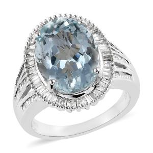 LUXORO 10K White Gold Premium Espirito Santo Aquamarine Ring