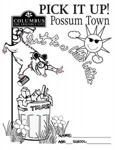 COLOR IT UP! POSSUM TOWN COLORING CONTEST OULTLINED IMAGE