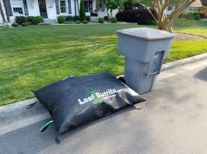 A full Leaf Burrito, ready for curb-side emptying in a neighborhood in Charlotte, NC.