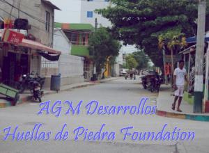 Image of beautiful and common street corner in Cartagena Colombia