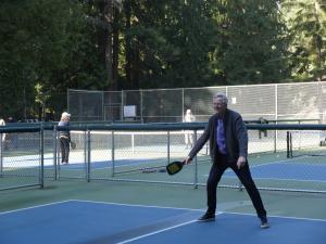 Rick Steves plays Washington's state sport of pickleball in Bellingham, WA