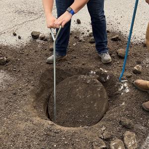 Electro Scan's readings automatically detect buried manholes, as found in Austin, Texas, not included on GIS.