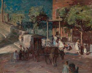 Oil on canvas signed by John Fulton Folinsbee (American, 1892-1972), titled Huckster's Cart (1922-1924) ($162,500).