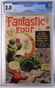Copy of Marvel Comics Fantastic Four #1 (Nov. 1961), graded CGC 2.0, featuring the origin and first appearance of the Fantastic Four(est. $7,000-$10,000).