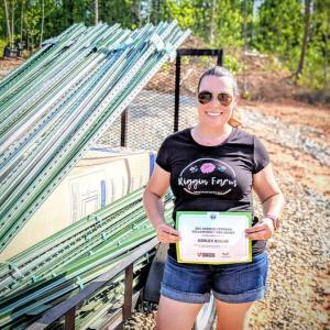 Air Force veteran Ashley Riggin used a 2021 Farmer Veteran Fellowship Fund award supported by Tractor Supply Company to purchase fencing for her farm, Riggin Farm, in Talking Rock, Georgia.