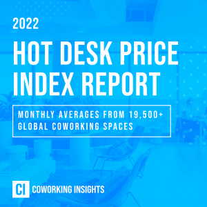 A graphic displaying the report title: 2022 Hot Desk Price Index Report.