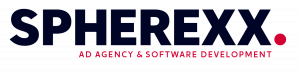 Text logo with Spherexx and red dot with Ad Agency | Software Development