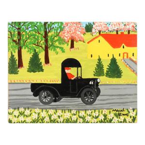 Oil on Masonite board painting by the Canadian folk artist Maud Lewis (1901-1970), titled Black Truck (1967), artist signed (CA$413,000).