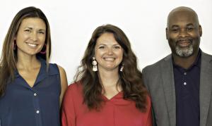 Team photo of Tech AF's three partners. The team comes with diverse perspectives including Fintech, corporate leadership, and social justice.