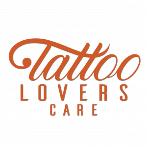 Tattoo Lovers Care orange logo slanted text word