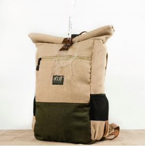 Beige and green waterproof hemp backpack