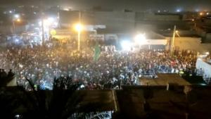  People in different cities of Iran took to the streets again on Saturday night, May 28, in solidarity with the people of Abadan, southwest Iran, in mourning after the Metropol tower collapse on May 23 – Scene from Minoo Island, southwest Iran – May 28.