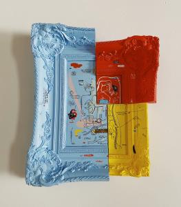 Sections, Eser Gündüz, Mixed media on frame, 2022