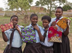 Zambian girls with kits