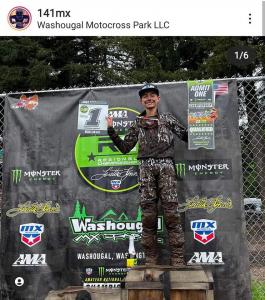 Danny Robertson, from Calgary, Alberta holding his ticket to the Monster Energy AMA Amateur National Motocross Championship