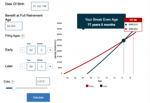 Screenshot of break even calculator