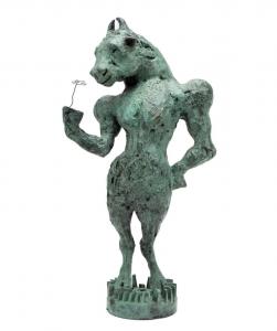 Patinated bronze sculpture by British artist Sophie Ryder (b. 1963), titled Minotaur Sniffing a Daisy (1989), 22 ½ inches tall, signed (est. $10,000-$15,000).