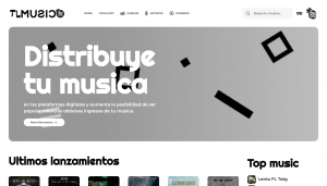 TL MUSIC ENTERTAINMENT sitio web inteligente Interfaz que le permite registrarse en línea y comenzar a distribuir su música