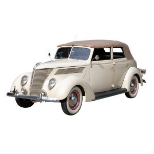 1937 Ford Model 78 Deluxe convertible sedan, the restoration including new upholstery, carpet and convertible top. The odometer shows 10,175 miles (est. CA$25,000-$30,000).