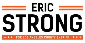 Orange and white logo for Eric Strong for Los Angeles County Sheriff