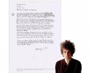 Bob Dylan’s handwritten lyrics to the timeless classic The Times They Are A-Changin’, penned on one page in 2013 on “The Dorchester” stationery from London (est. $50,000-$60,000).