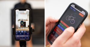 MyVeloFit AI Body Scan analysis on a mobile phone and MyVeloFit bike sizing results compared on mobile phone