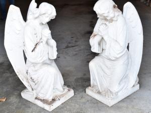 This pair of 19th or 20th century Italian Carrara marble guardian angels, 40 inches tall, finished at $6,250.