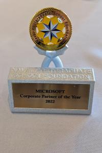 The Naval Postgraduate School Foundation presented Microsoft with the 2022 Corporate Partner of the Year Award during the annual America’s Heroes Charity Golf Tournament dinner in Monterey, California, June 6.