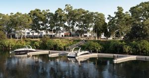 Artist impression of the 26-berth marina on the river at Riverina Gold Coast