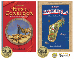 Mr. Robert's Hexi Corridor book cover and Mr. Robert's Madagascar book cover are shown with Finalist Award