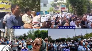 Thousands of retirees took to the streets again this morning, Sunday, June 12, in at least 19 provinces to protest harsh living conditions. Demonstrations took place in Tehran and many cities such as Ahvaz, Mashhad, Bandar Abbas, Kermanshah.