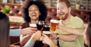 Friends toast to good times in brewery