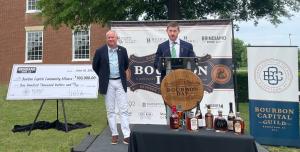 Brindiamo Group's Jeff Hopmayer presented a $100K donation to the Bourbon Capital Guild during the opening ceremony for National Bourbon Day in Bardstown, KY.