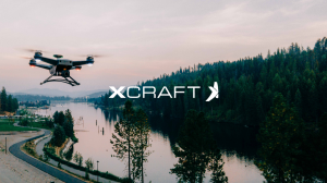 xCraft's drone flying over a body of water in the Pacific Northwest