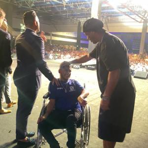 Ronaldinho blesses a specially challenged fan at a Panama Event