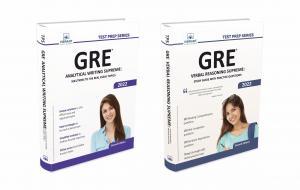 A picture of Vibrant Publisher’s GRE Test Prep Books, namely GRE Verbal Reasoning Supreme and GRE Analytical Writing Supreme.
