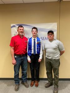 image of a Project Search participant and two McFarlane Mfg employees