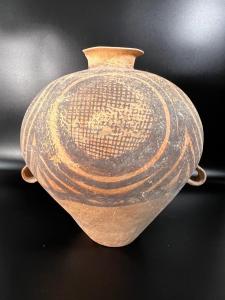 Chinese pottery jar, 15 ½ inches tall, possibly a Neolithic ceramic from the Yangshao Culture (5000 BC-3000 BC) (est. $400-$600).