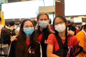 Maeve Teo (left), Bianka Panova, and Annan Pan from Bianka Panova Sport and Art Academy