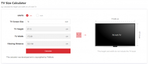 tv size calculator from tvsbook