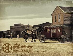 Stagecoach and livery at the Mescal movie Set