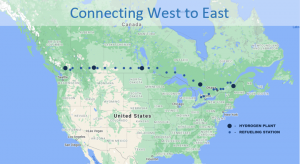 Hydrogen liquefier stations across Canada from Vancouver to Montreal